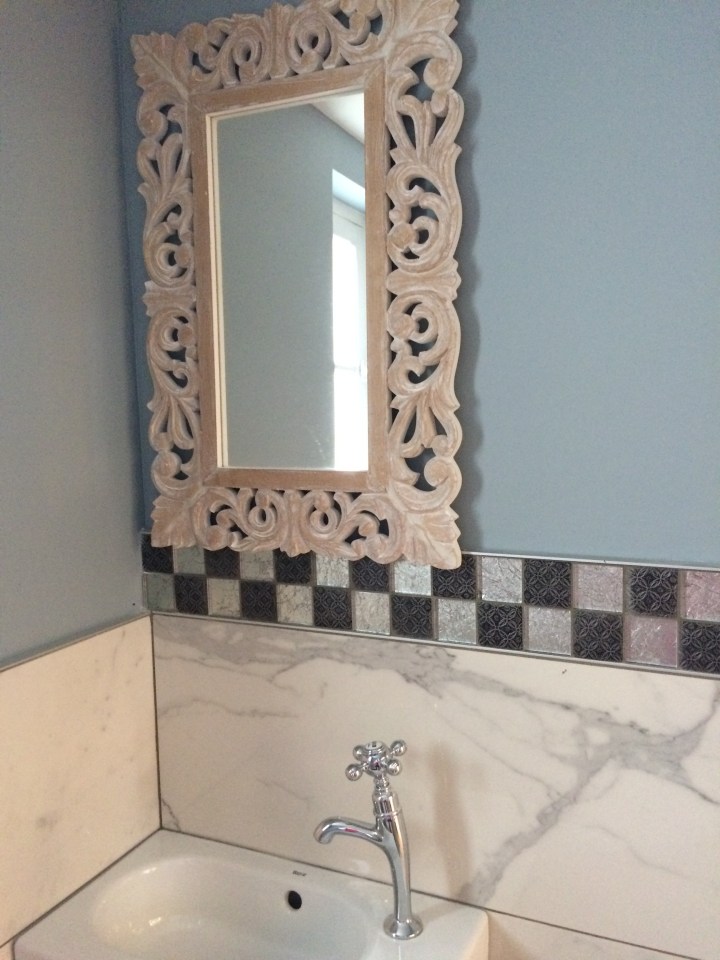 Old Mirrors, new tile, toilette room ideas